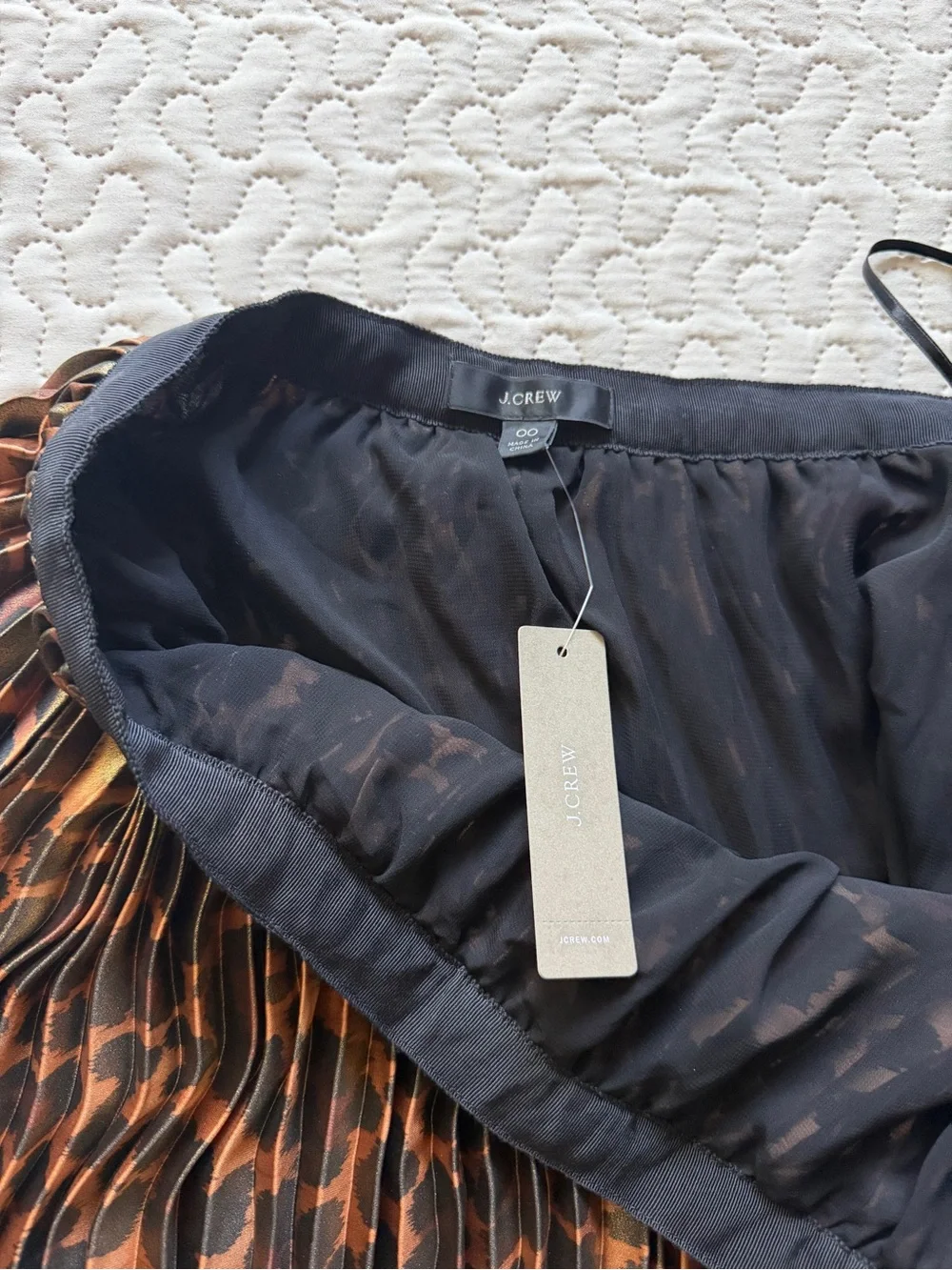 J. Crew NWT Metallic Pleated Leopard Print Midi Skirt - Brown Size 00